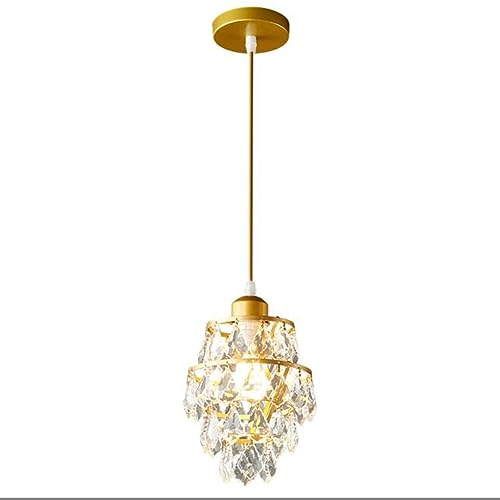 Moderne Kristall Pendelleuchte Schlafzimmer Nachttisch Pendellampe Französischer Stil Esszimmerlampe Minimalismus Hängelampe Kronleuchter für Loft E14 Ø16*25m,Gold von SXYSXYSXY