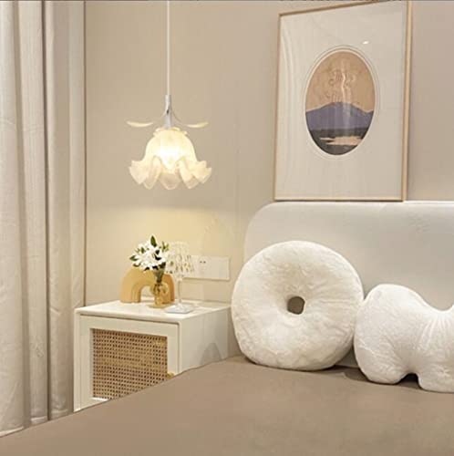 Moderne Pendelleuchte Kreativ Schlafzimmer Pendellampe Blume-Shape Design Nachttisch Glasschirm Esszimmer Hängelampe Hängeleuchte für Kücheninsel Loft Kronleuchter E27*1,Weiß von SXYSXYSXY