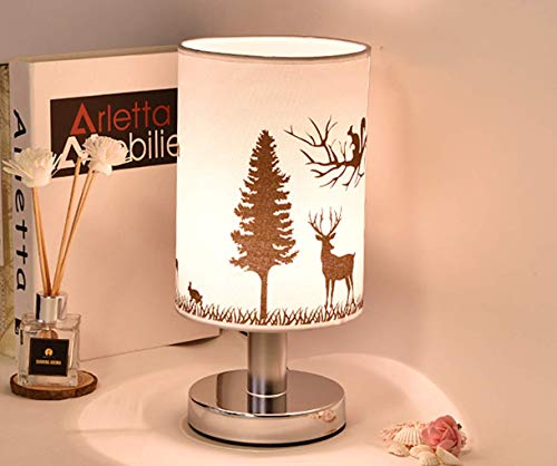 SXYSXYSXY E27 Schlafzimmer Nachttischlampe Einfache Moderne hirsch Tischleuchte Stoffschirm Kreativ Klassisch Schreibtischlampen Studieren Wohnzimmer Dekorative Tischlampe,Metall von SXYSXYSXY