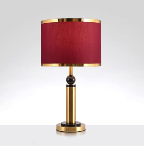 SXYSXYSXY Einfache Nachttischlampe Amerikanischen Stil Modern Tischleuchte Schlafzimmer Tischlampe dekorative Tischlampen E27 Wohnzimmer Hotel 30 * 55CM,Rot von SXYSXYSXY