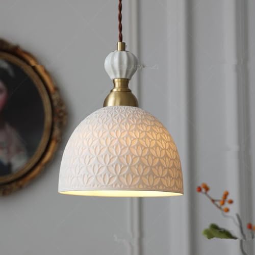 SXYSXYSXY Französischer Stil Keramik Hängelampe Minimalismus Esszimmerlampe Vintage Kreatives Design Pendelleuchte Schlafzimmer Nachttisch Hängeleuchte E27 Ø17*18cm von SXYSXYSXY