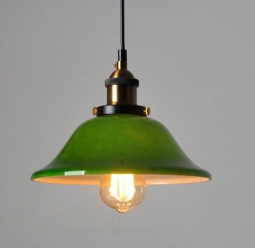 SXYSXYSXY Grün Glas Esszimmerlampe Vintage Amerikanischer Stil Hängelampe Schlafzimmer Nachttisch Hängeleuchte Modern Minimalismus Pendelleuchte E27 Wohnzimmer,B von SXYSXYSXY