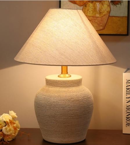 SXYSXYSXY Japanischer Stil Stil Keramik Tischlampen Vintage Nostalgie Nachttischlampe Dekorative Tischlampe Einfache Stoffschirm E27 Wohn- & Schlafzimmer Hotel Tischleuchte von SXYSXYSXY