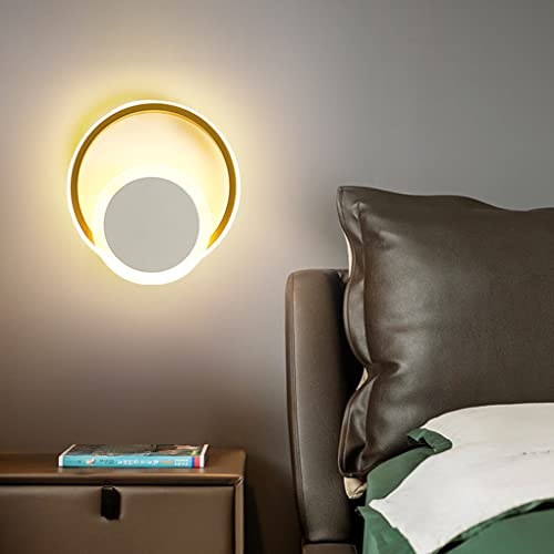 SXYSXYSXY LED 18W Modern Wandleuchte Indoor Runden Design Warmweiß 3000K Dekoration Nachttischlampe Für Wohnzimmer Schlafzimmer Treppe Korridor Kinderzimmer Wandstrahler,Gold von SXYSXYSXY