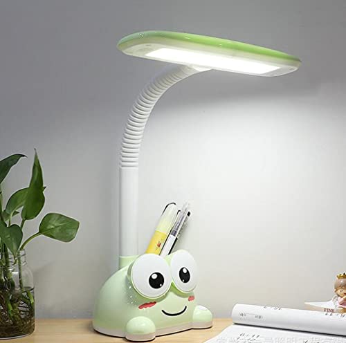 SXYSXYSXY LED Kinder Schreibtischlampe Tischlampe Karikatur Verstellbare Leselampe Augenschutzlampe Schlafzimmer Nachttischlampe Button Switch DREI-Farben-Dimming for büro Schüler,Grün von SXYSXYSXY
