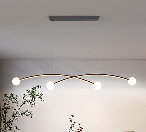 SXYSXYSXY LED Minimalismus Esszimmerlampe 26W Dimmbare Pendelleuchte Mit Fernbedienung Moderne Esstisch Büro Kronleuchter Hängeleuchte Küche Hängelampe Für Wohnzimmer L:100cm,Schwarz von SXYSXYSXY