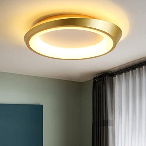 SXYSXYSXY LED Moderne Golden Deckenlampe Minimalismus Dimmbar Schlafzimmer Deckenleuchte Küchenlampen 60W Deckenleuchten mit Fernbedienung Wohnzimmer 3000K - 6000K Designer-Lampe Ø50cm von SXYSXYSXY