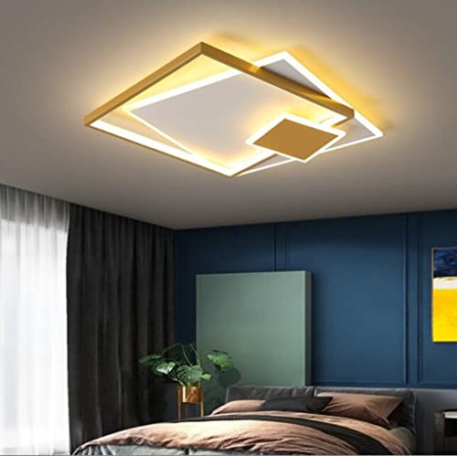 SXYSXYSXY LED Quadratisch Deckenlampe Moderne Schlafzimmer Deckenleuchte 32W Dimmbar Kinder Deckenleuchten mit Fernbedienung küchenlampen Wohnzimmer 3000K - 6000K Designer-Lampe Ø50cm,Gold von SXYSXYSXY