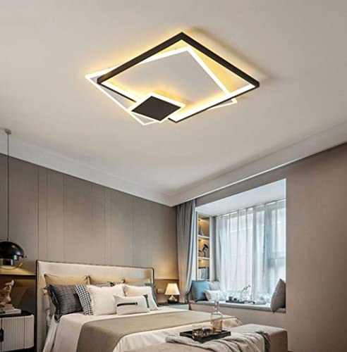 SXYSXYSXY LED Quadratisch Deckenlampe Moderne Schlafzimmer Deckenleuchte 32W Dimmbar Kinder Deckenleuchten mit Fernbedienung küchenlampen Wohnzimmer 3000K - 6000K Designer-Lampe Ø50cm,Schwarz von SXYSXYSXY