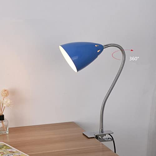 SXYSXYSXY Metall Klemmleuchte Schreibtischlampe Kinder Retro für E27 LED Glühbirne Verstellbare mit Schalter Nachttischlampe Tischlampe Leselampe für Kinder Arbeitszimmer Schlafzimmer,Blau von SXYSXYSXY