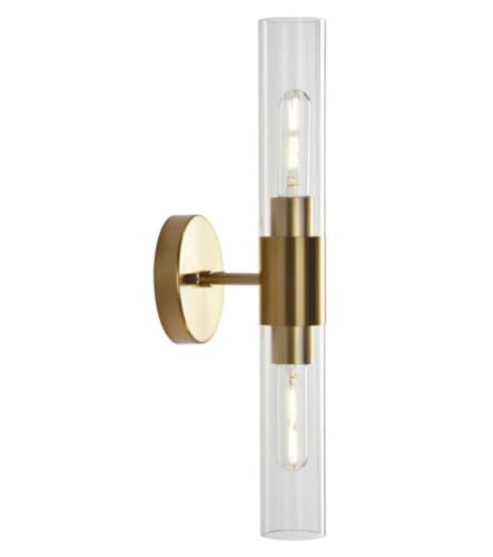 SXYSXYSXY Modern Glas Wandlampe 2-Flammig Minimalismus Industrielle Wandleuchte Innen Schlafzimmer Nachttisch Wandbeleuchtung für Wohnzimmer Treppenhaus Flur E27 16 * 46cm von SXYSXYSXY