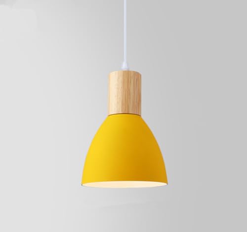 SXYSXYSXY Nordic Holz Esszimmerlampe Minimalismus Modern Macaron Pendelleuchte Metall Hängelampe Schlafzimmer Nachttisch Hängeleuchte E27 Wohnzimmer Loft,Gelb von SXYSXYSXY