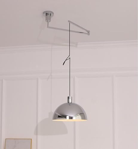 SXYSXYSXY Nordic drehbar Hängelampe Ausfahren und Einfahren des Arms Esszimmerlampe Hängeleuchten Metall Pendelleuchte Deckenleuchte E27 Für Schlafzimmer Wohnzimmer Ø35cm,Silber, 65838889-SILVER von SXYSXYSXY