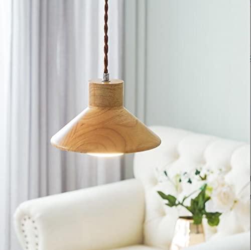 SXYSXYSXY Pendellampe Japanischer Stil Holz Hängeleuchten Moderne Minimalismus Design Schlafzimmer Nachttisch Pendelleuchte Klein Hängelampe Kronleuchter E27*1 Für Wohnzimmer Esszimmer 20 * 13cm von SXYSXYSXY