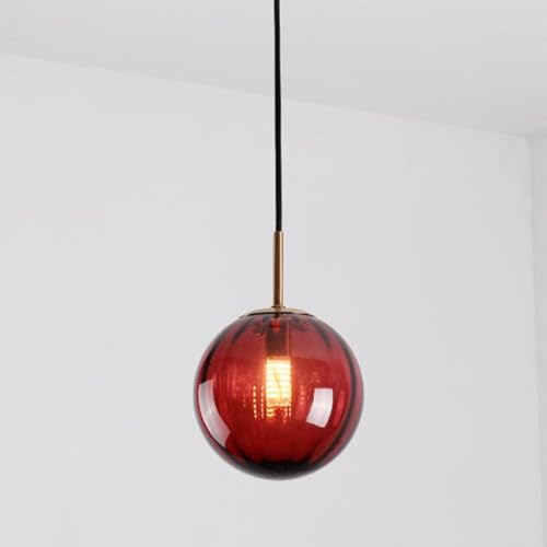 SXYSXYSXY Pendelleuchte Nordic Glas Hängelampe Modern Minimalismus Esszimmerlampe Kreatives Design Schlafzimmer Hängeleuchte E27 Wohnzimmer Treppen Loft 15 * 22cm,Rot von SXYSXYSXY