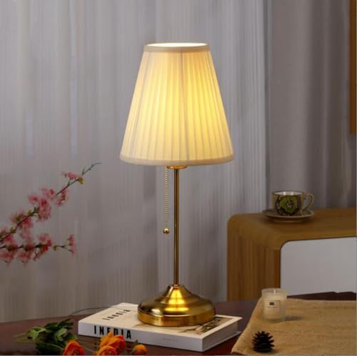 SXYSXYSXY Vintage Nordic Nachtlicht Schlafzimmer Tischleuchte Zugschalter Kreatives Design Nachttischlampe Stoffschirm Einfache Tischlampen dekorative E27 Wohnzimmer Hotel 23 * 52CM, 65827712 von SXYSXYSXY