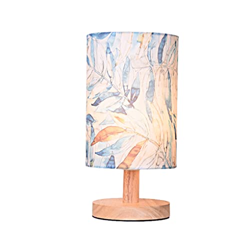 sxysxysxy Tischlampe Vintage Holz Nachttischlampe Stoffschirm Modern Klein Tischleuchte holzfuß E27 Schreibtischlampe für Schlafzimmer Wohnzimmer Hotel Café Dekorative D14*H27.5CM,A von SXYSXYSXY