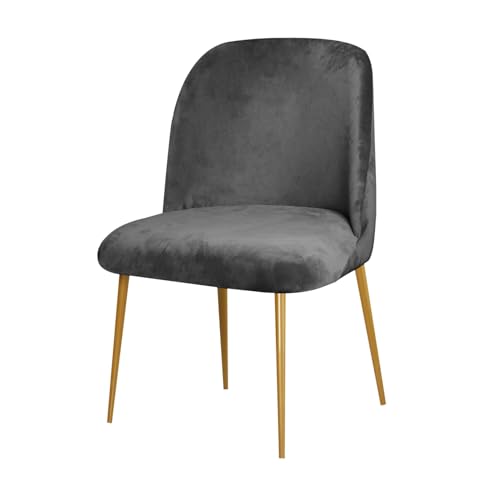 SXZAGZR Moderner Stretch-Samt Stuhlbezug 1/2/4/6er Set Mit/ohne Armlehnen – Universelle Stuhlhussen, rutschfeste, Waschbare Sitz- Und Rückenlehnen Abdeckung (Grau,1 Stück) von SXZAGZR