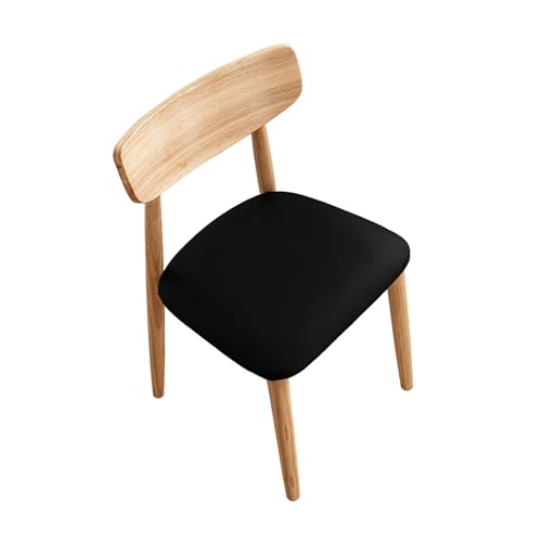 SXZAGZR Stuhlhussen Esszimmerstuhl Sitzbezüge, PU Leder Stretch Sitzfläche Wasserdichter Sitzkissen, Für Esszimmer Küche Garten Büro Stuhlbezug (Schwarz,Set von 4) von SXZAGZR