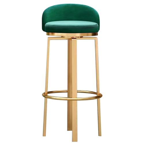 360° drehbare Barhocker aus Samt mit Rückenlehne, hohe Barhocker aus Metall, Stühle für b Insel-Esszimmer, blau, 3 Stück, 29,5 Zoll hoch, grün, schwarze Beine (grün 1 Stück (goldenes Bein) 75 cm von SXZBTWIJ