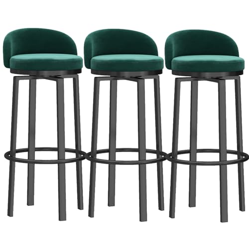 Barhocker mit niedriger Rückenlehne, 4er-Set, moderne, mit grünem Samt gepolsterte Barhocker mit schwarzen Beinen, bequeme Kücheninsel-Hochstühle für Esszimmer und Café, 29,5 Zoll (3 Stück 75 cm von SXZBTWIJ