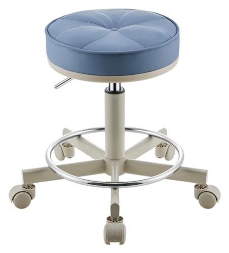 Bürostuhl, Schreibtischstuhl, runder Roll-Barhocker mit 360°-Schwenkrädern, verstellbarer Stuhl für medizinische Theken für Schönheitssalons, Fußpedale aus PU-Leder und Edelstahl (Farbe: Khaki) von SXZBTWIJ