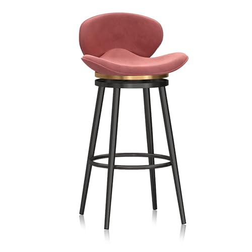 SXZBTWIJ Drehbare Barhocker-Set aus 1/2/3/4 Samt-Esszimmerb-Barstühlen, gepolsterte Stühle mit schwarzer Fußstütze für die Hausbar/b, Blau 4 Stück, 25,6 Zoll H (Rosa 1 Stück 65 cm (25,6 Zoll)) von SXZBTWIJ