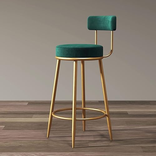 Kitchen Stool, Bar Stool, Padded Kitchen Bar Chairs with Backrest and Golden Metal Legs, Fabric Counter Chairs for Home Kitchen Pub,Green-65cm von SXZHSM