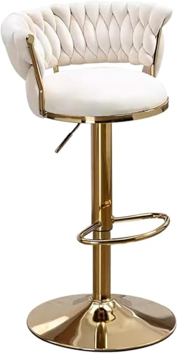 Rotating Woven Velvet Bar Stool, Height-Adjustable Bar Stool with Backrest and Metal Frame, Counter Height Stool for Kitchen,Beige Rotating Woven Velvet Bar Stool, Height-Adjustable Bar Stool with Backrest and Metal Frame, Counter Height Stool for Kitchen,Beige von SXZHSM