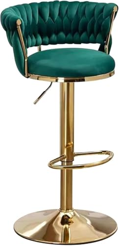 Rotating Woven Velvet Bar Stool, Height-Adjustable Bar Stool with Backrest and Metal Frame, Counter Height Stool for Kitchen,Green Rotating Woven Velvet Bar Stool, Height-Adjustable Bar Stool with Backrest and Metal Frame, Counter Height Stool for Kitchen,Green von SXZHSM