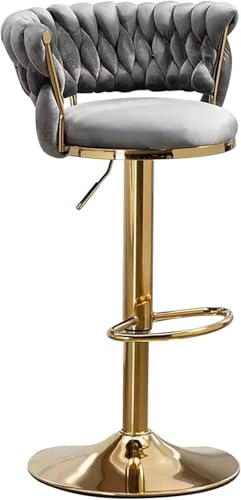 Rotating Woven Velvet Bar Stool, Height-Adjustable Bar Stool with Backrest and Metal Frame, Counter Height Stool for Kitchen,Grey Rotating Woven Velvet Bar Stool, Height-Adjustable Bar Stool with Backrest and Metal Frame, Counter Height Stool for Kitchen,Grey von SXZHSM