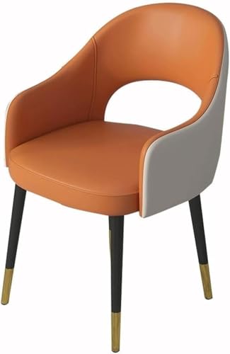 SXZHSM Kitchen Leather Dining Room Chairs Modern Bedroom Marriage Room Balcony Sofa Chair Dressing Table Makeup Chair,OrangeandLightGrey von SXZHSM