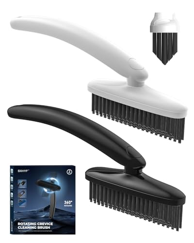 SXhyf Rotating Crevice Cleaning Brush - Multifunctional Hard Bristle Gap Scrub Brush, Home Essentials, Bathroom Cleaner Tools for Household Use, Kitchen, Window, Faucet (2, Schwarz & Weiß) von SXhyf
