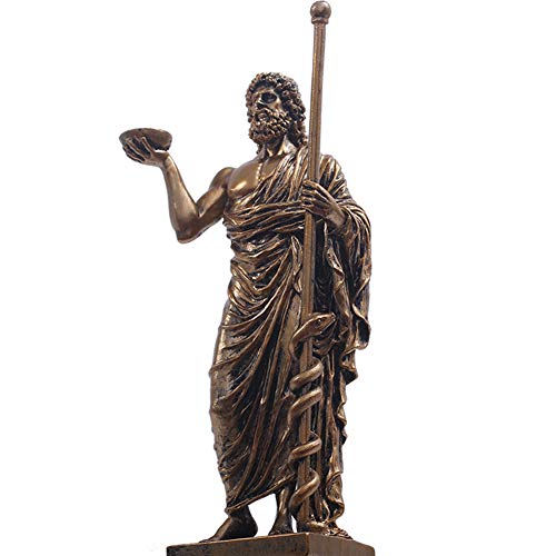 Altgriechische Medizin Gott Skulptur Statue, Asclepius Statue Retro Home Dekoration Harz Handwerk Skulptur Ornament H28CM von SY-Home