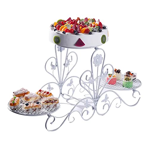 SYALEO Etagere Gestufter Cupcake-Ständer aus Metall, 3-stufiger Dessertständer, Cupcake-Halter im europäischen Stil, schmiedeeiserner Lebensmittelständer für Hochzeit, Geburtstagsfeier Kuchenständer von SYALEO