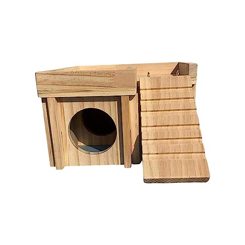 SYALEO Mehrkammer-Hamsterversteck aus Holz mit Kletterleiter, 3-Kammer-Kleintierlabyrinth für Zwerghamster von SYALEO