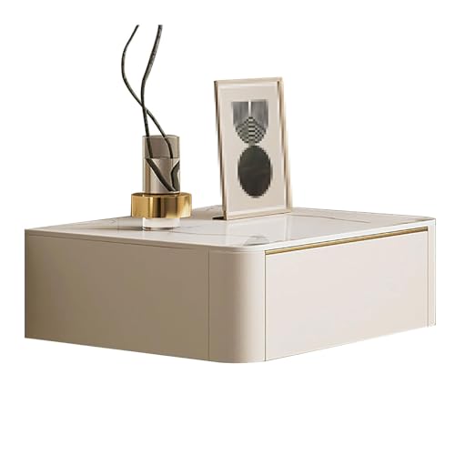 SYALEO Nachttisch Moderner Hänge-Nachttisch mit Schublade, kreativer Aufbewahrungs-Nachttisch, Rock-Slab-Beistelltisch für Schlafzimmer Nachtschrank von SYALEO