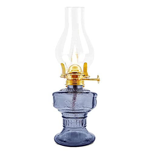 SYALEO Öllampe Petroleumlampe Glas-Kerosin-Öllampe Laterne mit Vier-Klauen-Lampenkopf Vintage Klare Sturmlampe Rustikale Kammer-Öllampe für den Heimgebrauch im Innenbereich Notbeleuchtung von SYALEO
