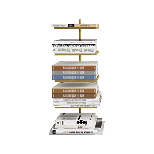 SYALEO Unsichtbares Bücherregal mit 5 Ebenen / 7 Ebenen, Metallrücken, Bücherturm, kreatives Ecklagerregal mit Marmormusterplattenbasis, Bücherregal für Zuhause von SYALEO