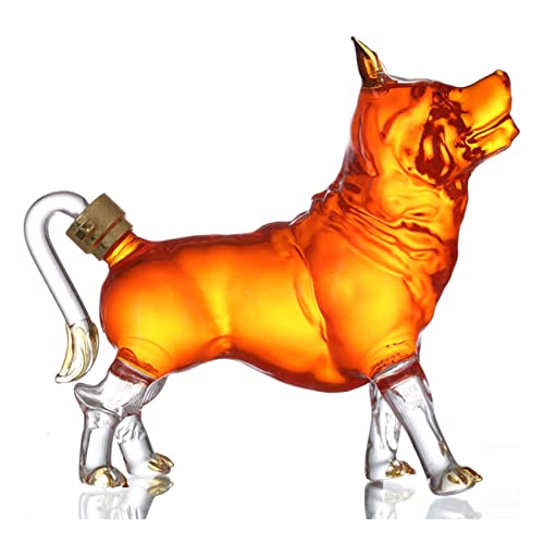 Whisky Karaffe Hund Whiskey Dekanter, Glas Zodiac Animal Figur Liquor Decanter Transparentes Glas 1000ml/33.8oz Weindekanter für Scotch Rumtequila für Männer von SYALEO