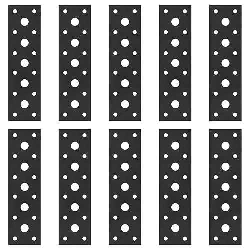 Flachverbinder, 10 Stk Lochplatten, 145 x 40 mm Holzverbinder Lochblech, Stahlverbinder Flacheisen, Schwarz Flachplatte Verbindungsplatte Metallverbinder Halterung für Möbel von SYBDXJ