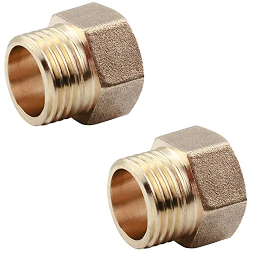 Messing-Verschlusskappen, 2 STÜCKE BSP Weiblichen zu Männlichen Gewinde Messing Buchse Rohr Fitting Adapter Koppler Stecker(Female 08 X Male 08) von SYBNIKOLF