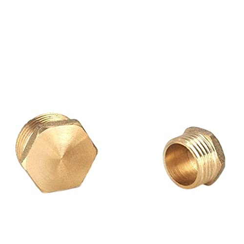 Messing-Verschlusskappen, 2PCS Kupfer Außengewinde Messing Rohr Hex Kopf End Kappe Stecker Fitting Koppler Adapter(Male Plug,3/4Inch) von SYBNIKOLF