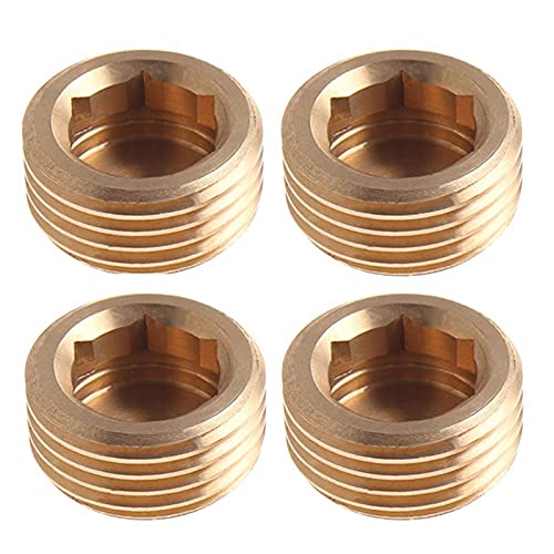 Messing-Verschlusskappen, 4 STÜCKE Sechskant-Innensechskant-Endkappen-Steckerkupplung, BSP-Außengewinde Messing-Anschlussadapter Rohrverschraubungen(1/2Inch) von SYBNIKOLF