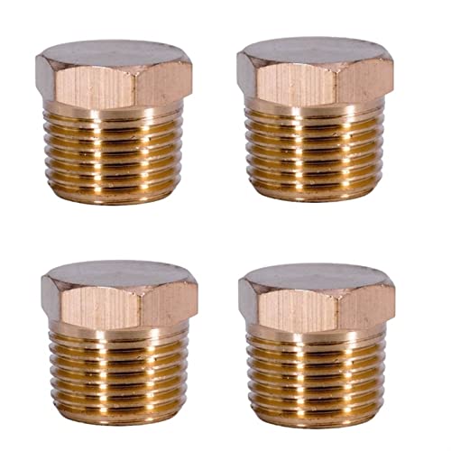 Messing-Verschlusskappen, 4PCS NPT Ende Stecker Hex Kopf Messing Rohr Fitting Wasser Gas Heizöl Hause Garten(3/8inch) von SYBNIKOLF