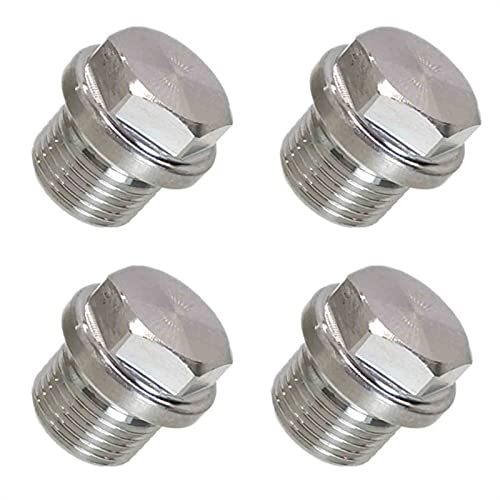 Messing-Verschlusskappen, 4PCS Rohr Fitting Anschluss M8 /M30 Metrisches Außengewinde 304 Edelstahl Hex Kopf End Kappe Stecker(M8x1) von SYBNIKOLF