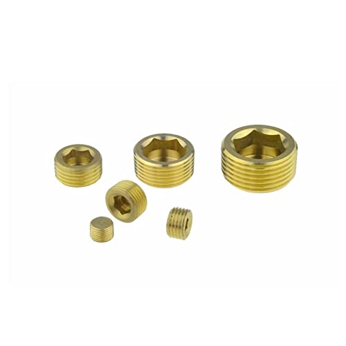 Messing-Verschlusskappen, 6 Stück Innensechskant-Endkappe, Messing/Eisen G1/8 1/4 3/8 1/2 PT Stecker/Buchse Anschlusskupplung(Brass Plug,1I2 Thread) von SYBNIKOLF