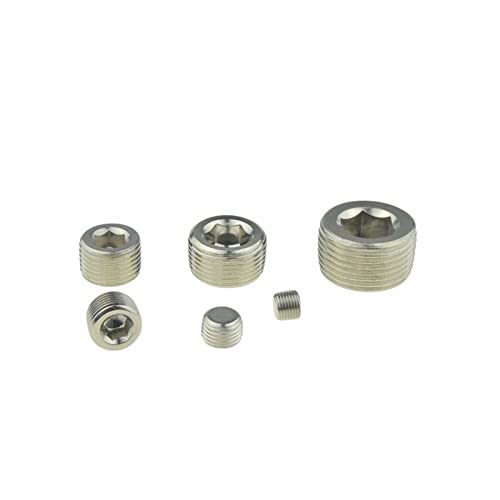 Messing-Verschlusskappen, 6 Stück Innensechskant-Endkappe, Messing/Eisen G1/8 1/4 3/8 1/2 PT Stecker/Buchse Anschlusskupplung(Plug,3I8 Thread) von SYBNIKOLF