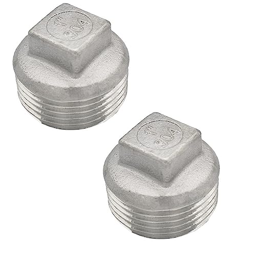 Messing-Verschlusskappen, Hochdruck-Rohrstopfen, Edelstahl SUS304 / 316L, Vierkantkopfstopfen, NPT-Rohrverschraubung mit Außengewinde, 2 Stück(316l 1/4 Inch Dn8) von SYBNIKOLF