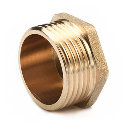 Messing-Verschlusskappen, Kupfer Außengewinde Messing Rohr Sechskantkopf Endkappe Stecker Fitting Koppler Adapter(1/2Inch) von SYBNIKOLF